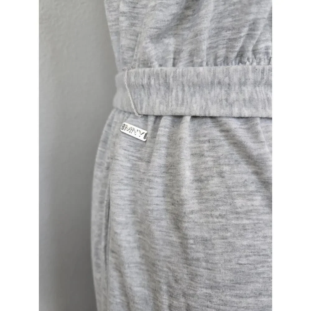 Marc New York Grey Sleeveless Jumpsuit Size M Soft Knit Tie Waist Pockets